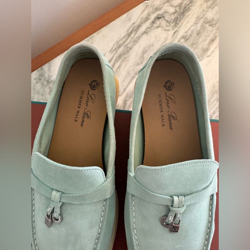 Loro Piana summer walk charm loafer in mint/ light blue - Picture 6 of 12
